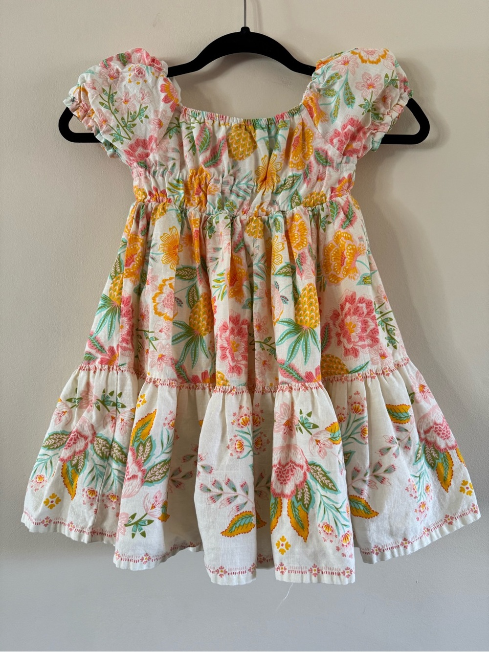 Rachel Zoe Girls White Floral Tiered Dress with Yellow & Pink Accents - Picture 2 of 3
